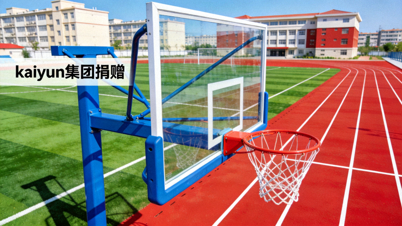 kaiyun集团捐赠的标准化校园体育设施 - 崭新的篮球架和塑胶跑道