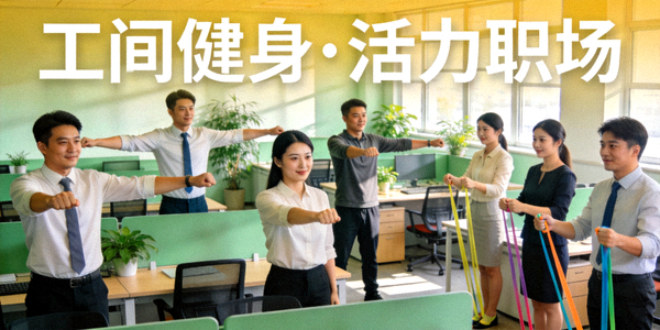 企业员工健康应用场景 - 办公室职员参与工间健身活动