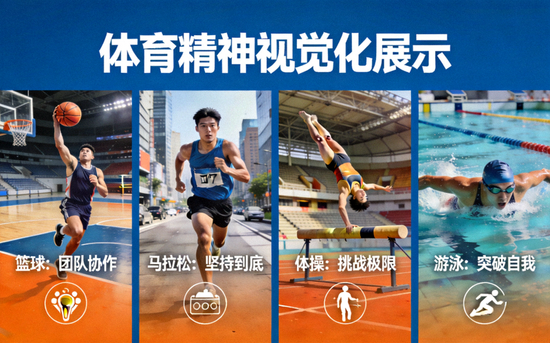 体育精神视觉化展示 - 不同运动项目体现的精神力量